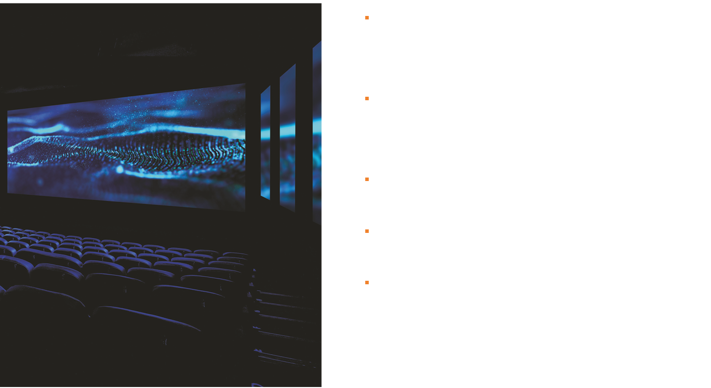   immersion visuelle ultime en ice immersive    projection 4k laser, qualité d image maximale  son 3d dolby atmos       