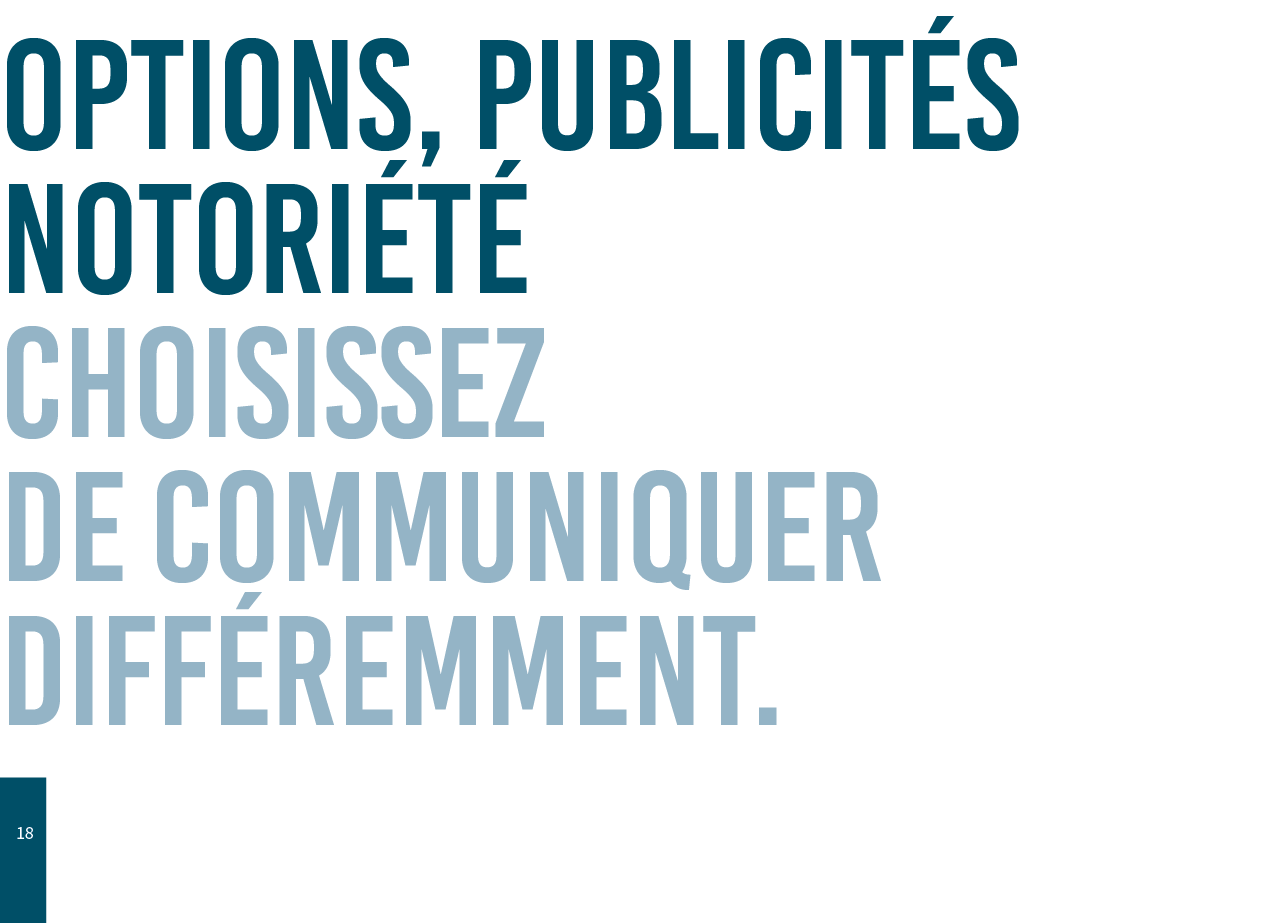 18,options, publicités notoriété CHOISISSEZ de communiquer différemment